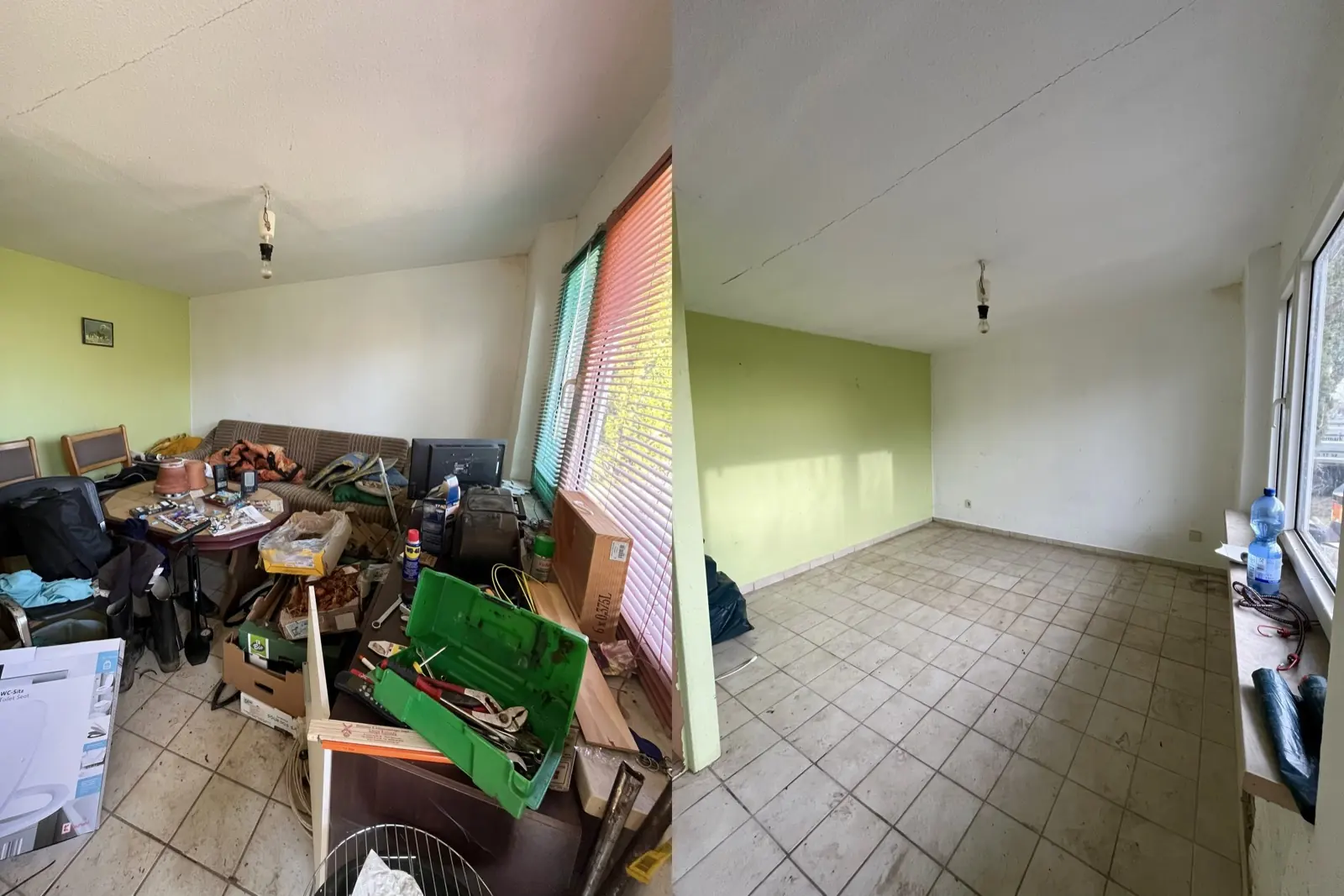 Opróżnione mieszkanie przed i po realizacji K2Move