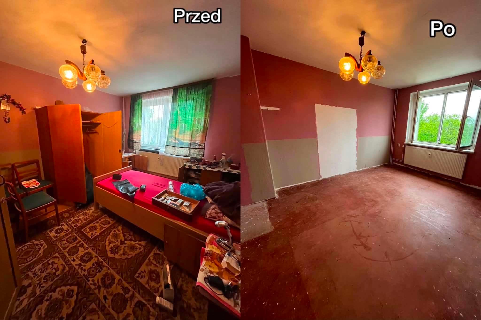 Pokój przed i po opróżnieniu